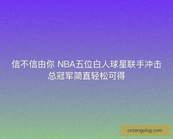 信不信由你 NBA五位白人球星联手冲击总冠军简直轻松可得